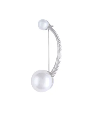 Mesmerising Silver Tone Pearl Brooch Pin