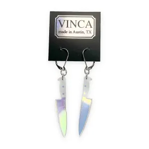 Midi 2" Chef's Knife Dangle Earrings - Iridescent