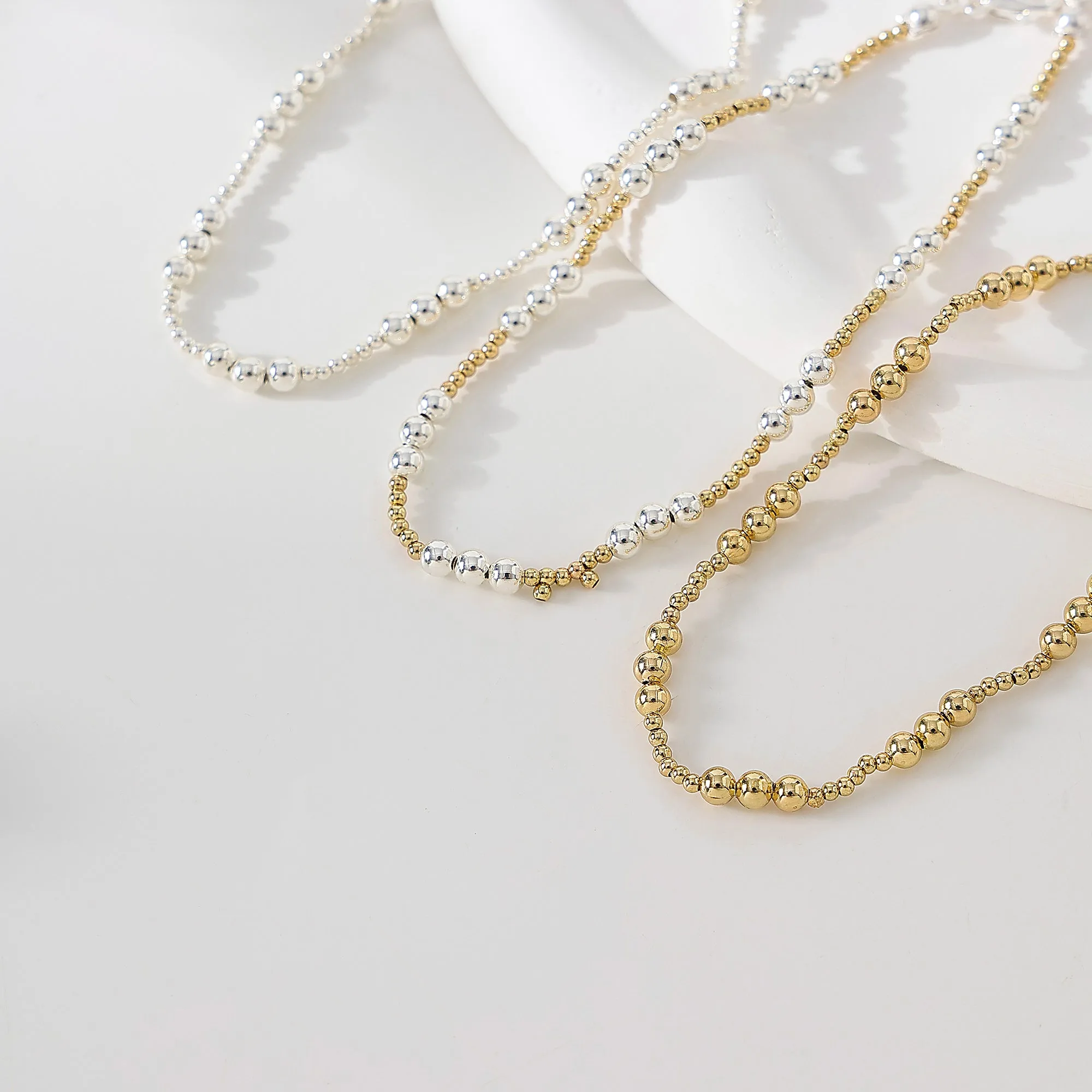 Mixed Metal beaded Anklet 4 assorted
