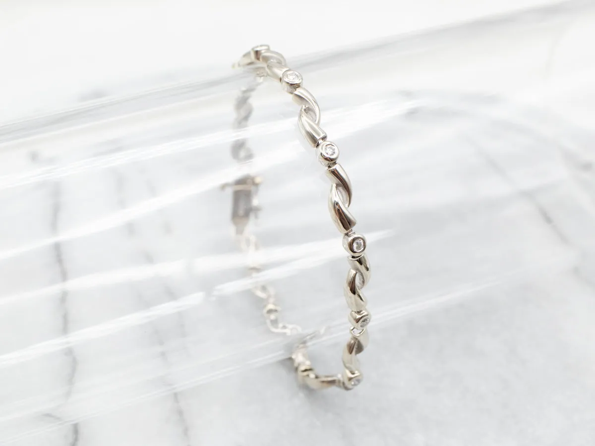 Modernist Offset Diamond Link Tennis Bracelet