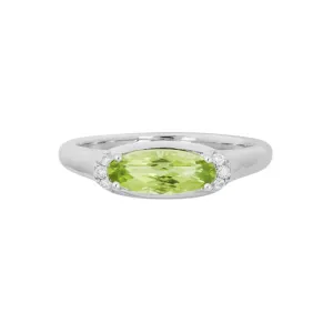 Mountz Collection Peridot and Diamond Ring in 14K White Gold