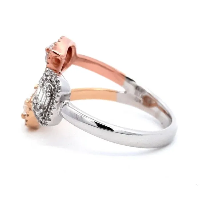 Mountz Collection Tri-Color Mixed Cut Bypass Diamond Ring in 14K Rose, White and Yellow Gold