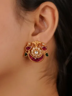 Multicolor Gold Plated Jadau Kundan Earrings - ME1210MA