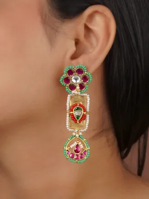 Multicolor Gold Plated Mishr Earrings - MR-E239M