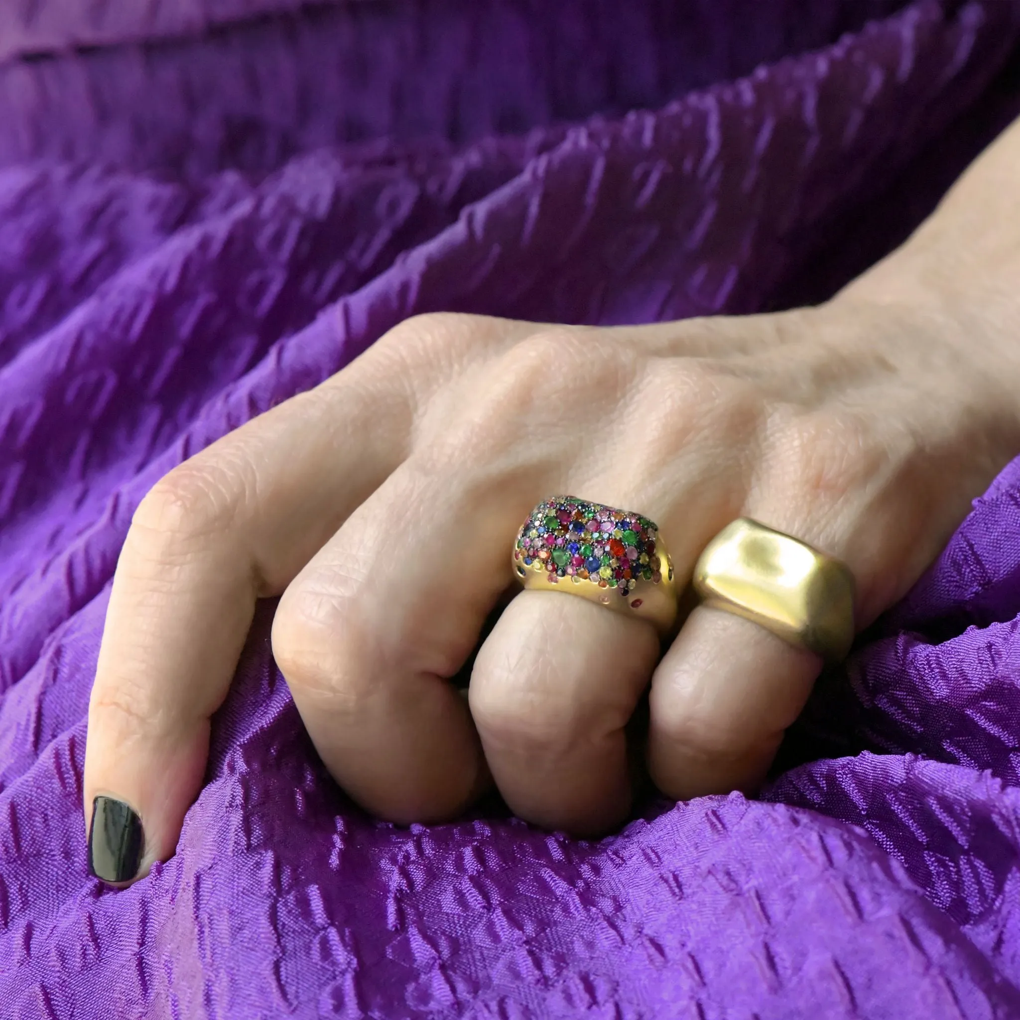 Nada Ghazal  Gold Rectangle Baby Malak Ring