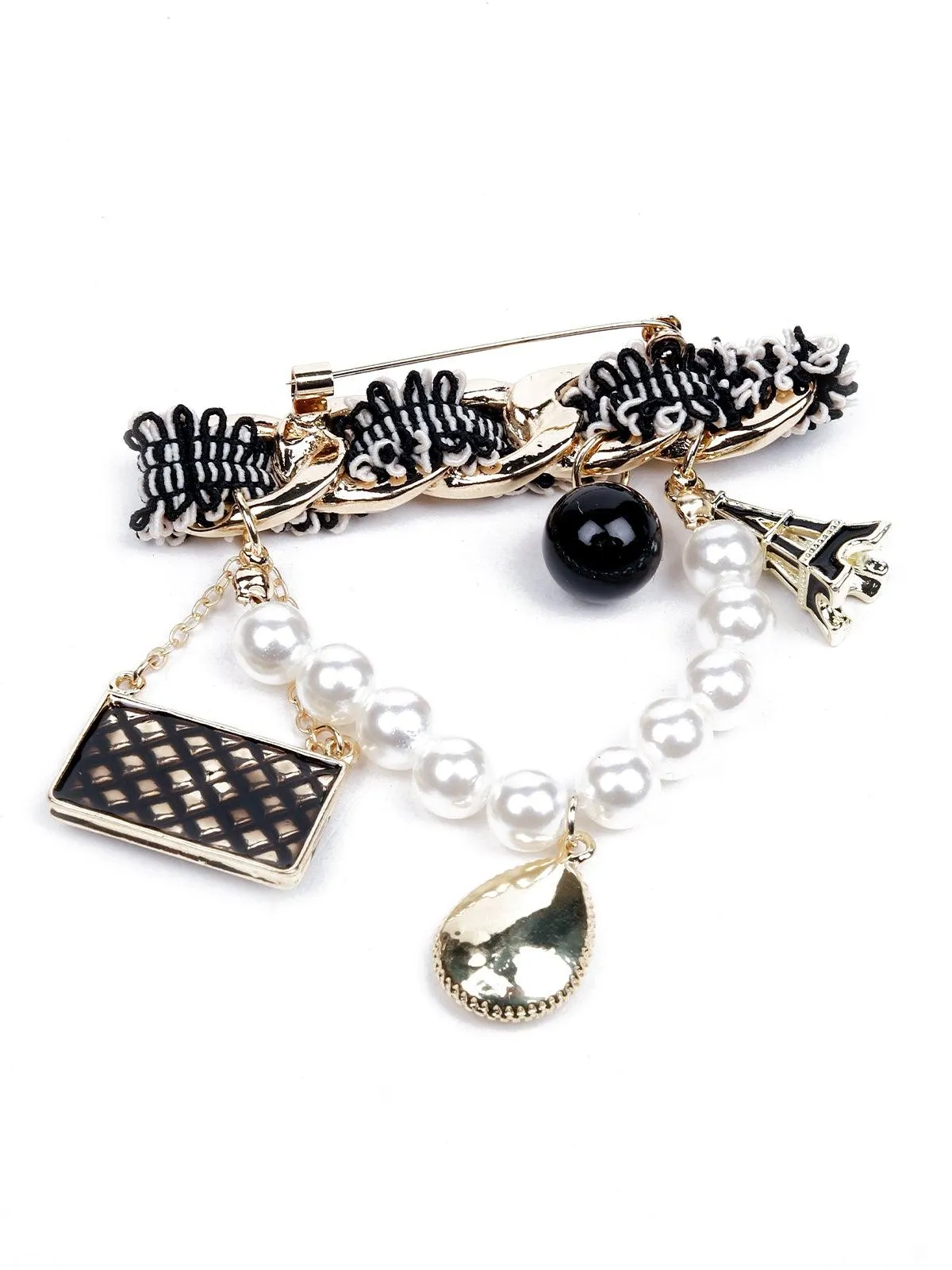 Odette Women Black Metal Brooch