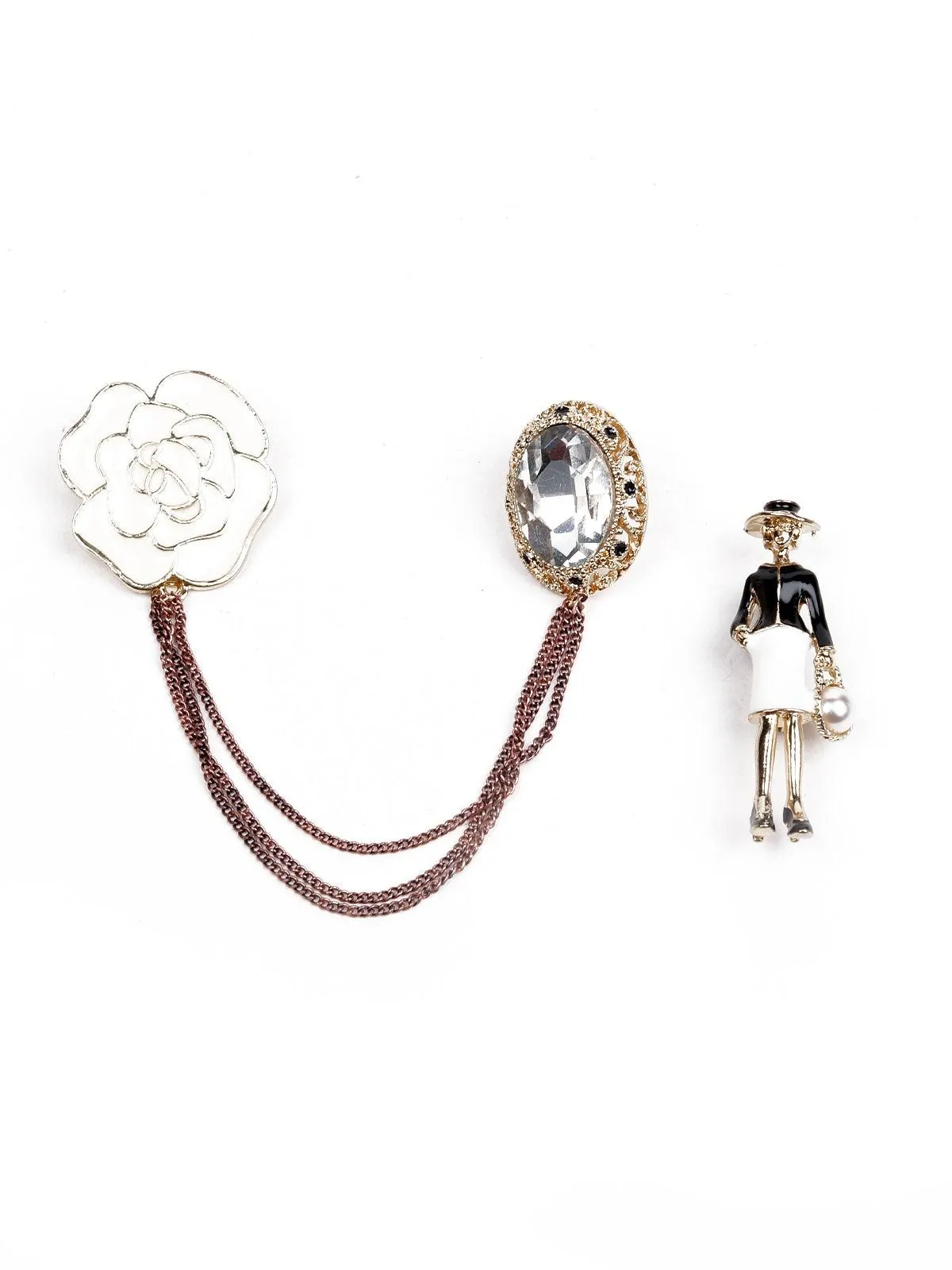 Odette Women Gold Metal 2 Piece Brooch