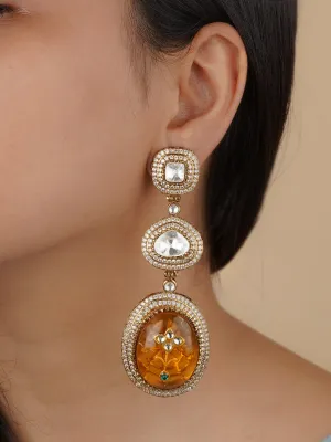 Orange Color Gold Plated Moissanite Earrings - MO-EAR20