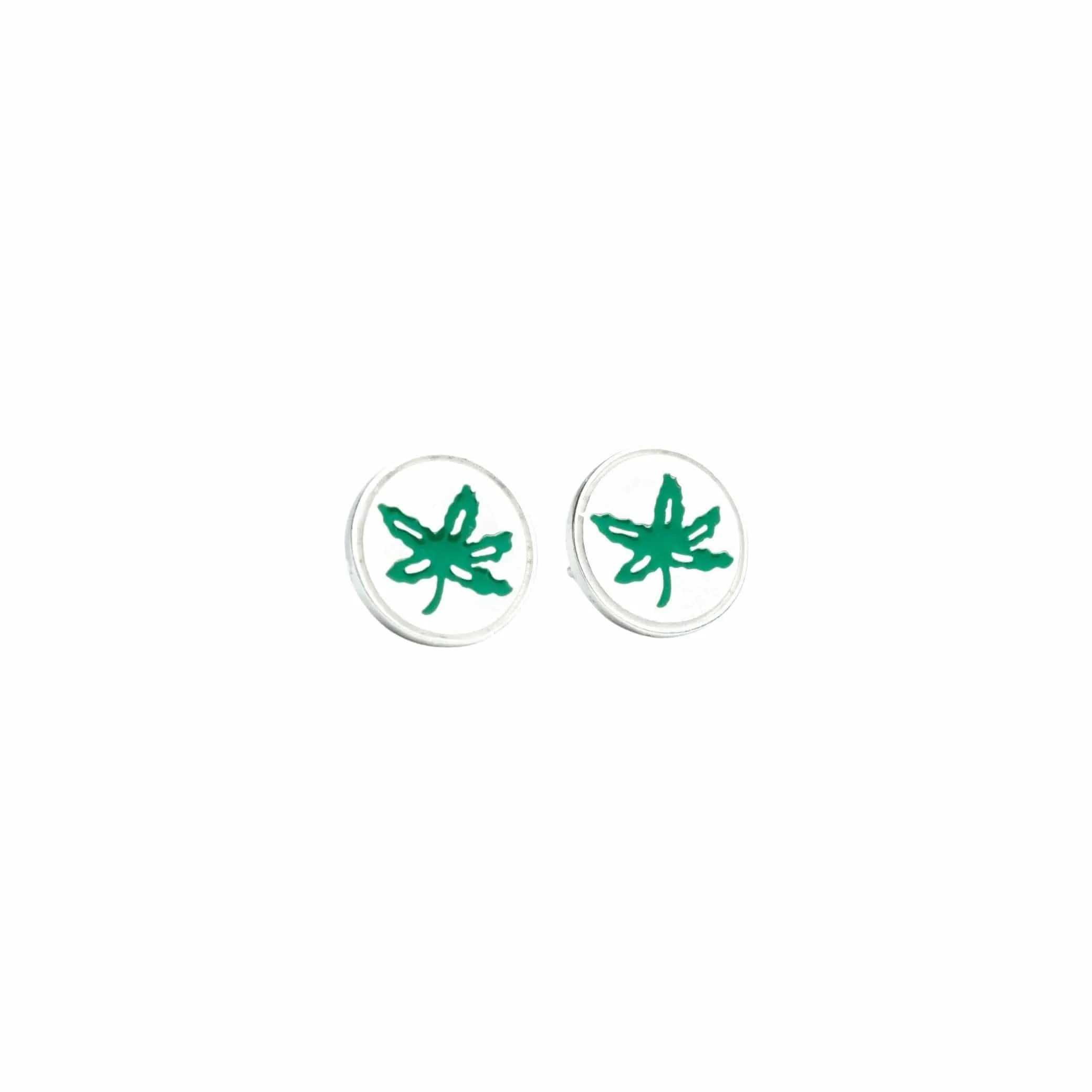 OSU Green Enamel Buckeye Leaf Studs