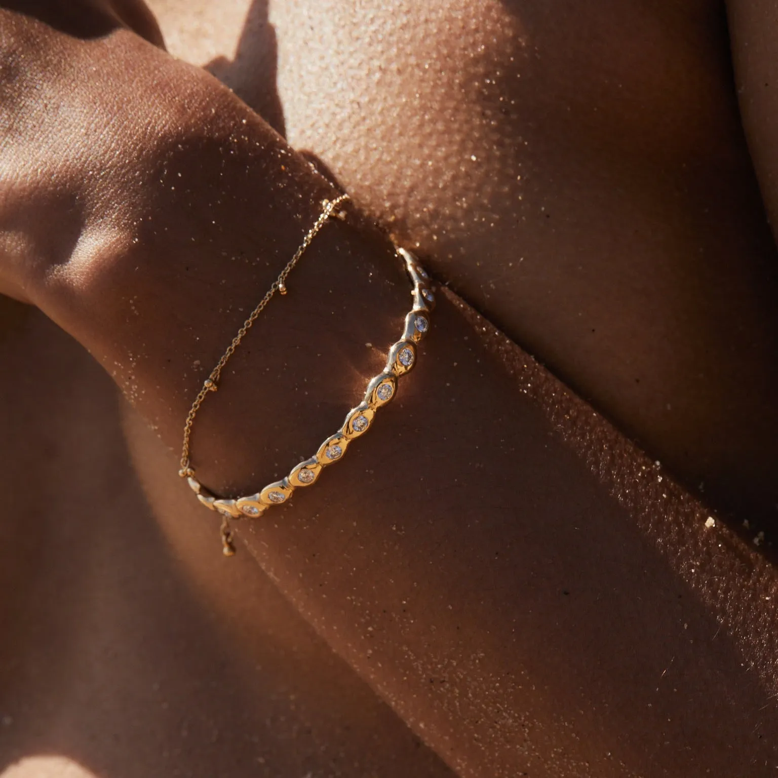 Pebble Stone Cuff  | Solid Yellow Gold