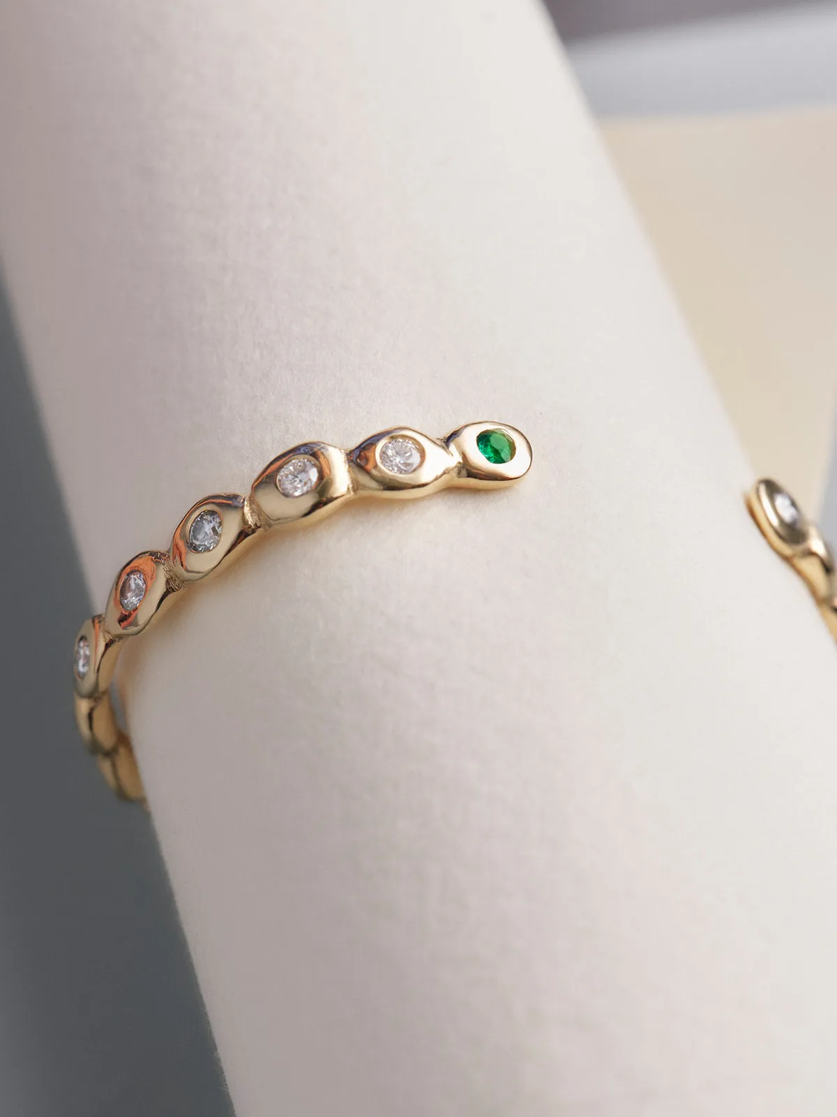 Pebble Stone Cuff  | Solid Yellow Gold
