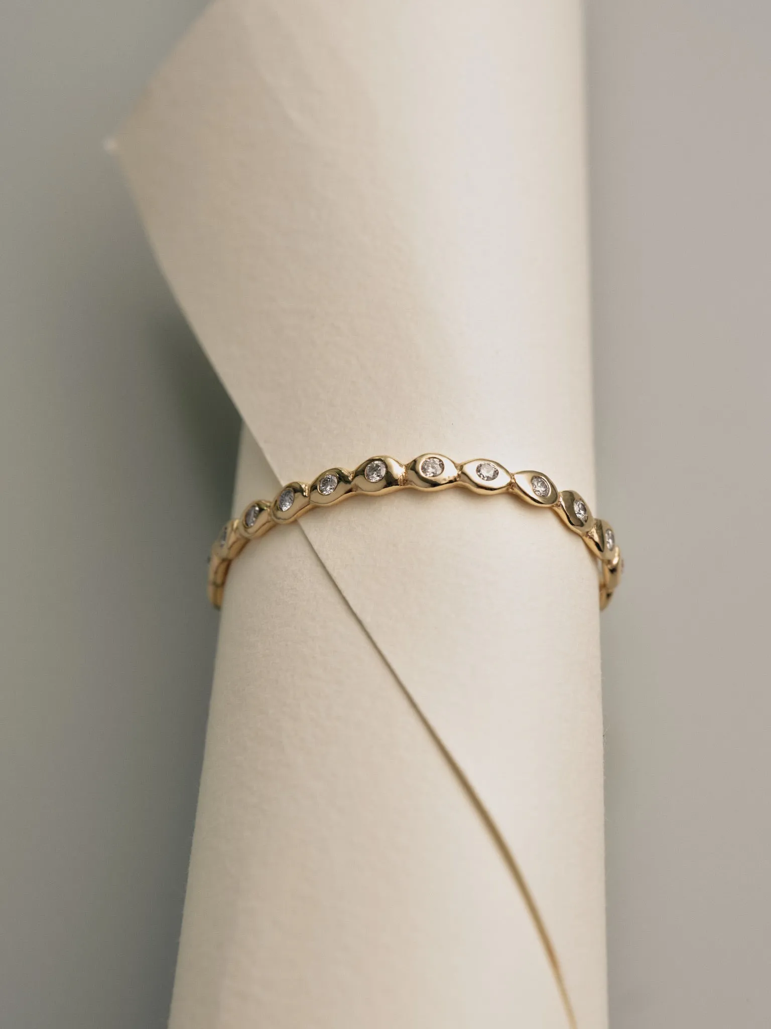 Pebble Stone Cuff  | Solid Yellow Gold