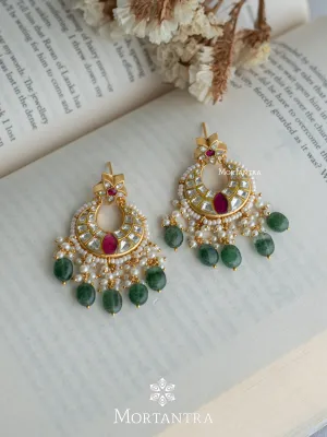 Pink Color Gold Plated Thappa Jadau Kundan Earrings - TJ-E71WP