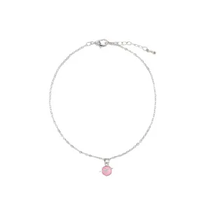 Pink/White/Purple assorted Saturn charm on silvery chain Anklet