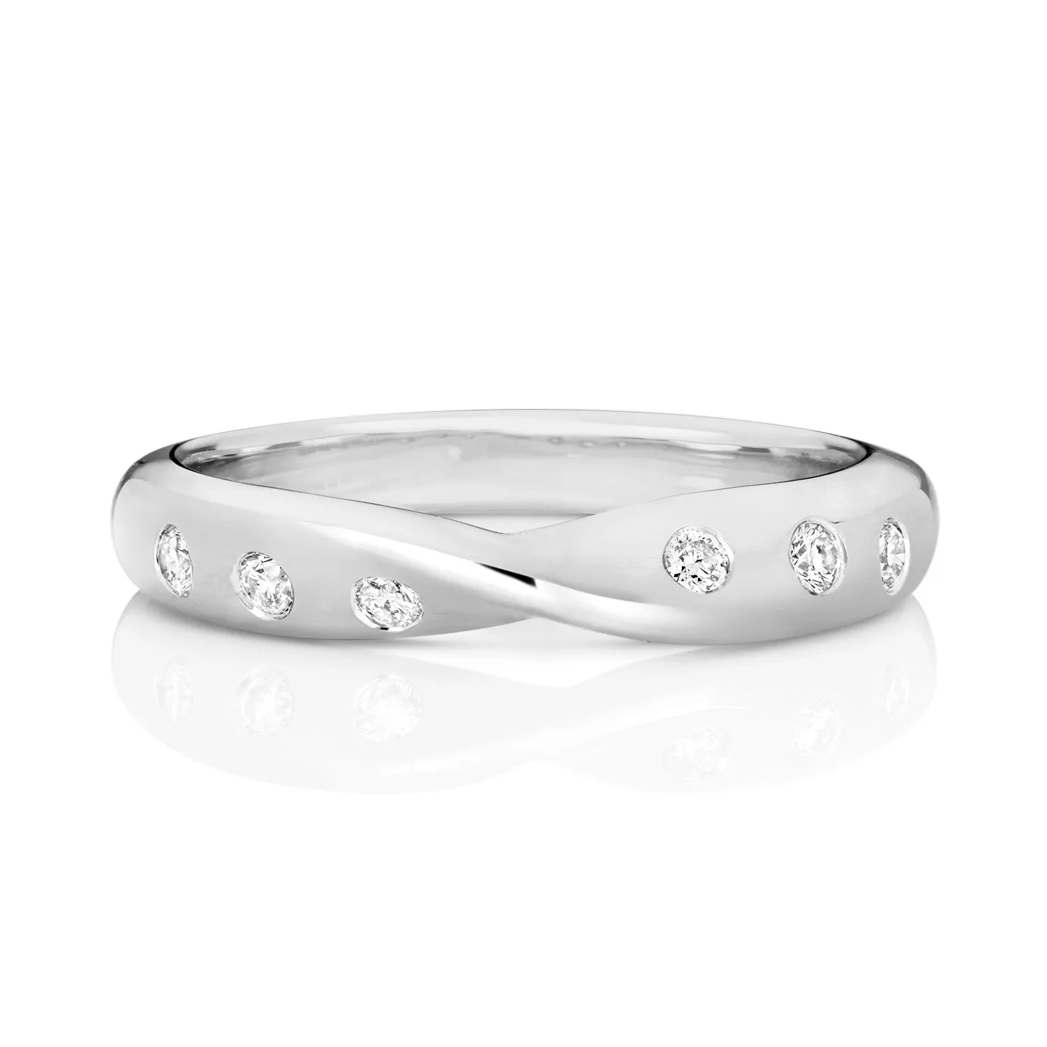 Platinum 0.13ct Diamond Crossover Twist Eternity Ring