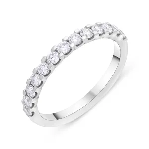 Platinum 0.51ct Diamond Square Claw Half Eternity Ring