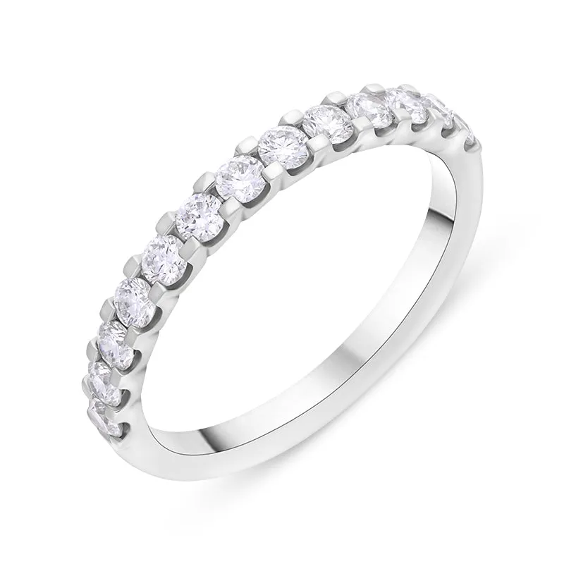 Platinum 0.51ct Diamond Square Claw Half Eternity Ring
