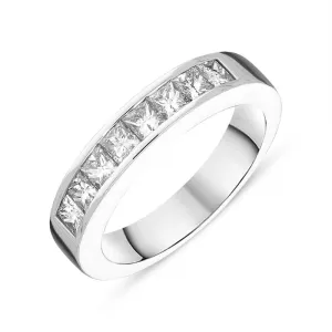 Platinum 0.97ct Diamond Eight Stone Princess Cut Half Eternity Ring D