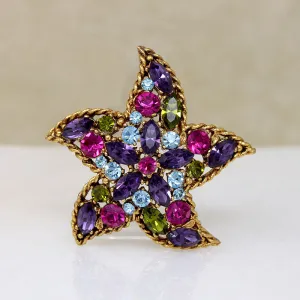 Playful Starfish Austrian Crystal Brooch by Regency