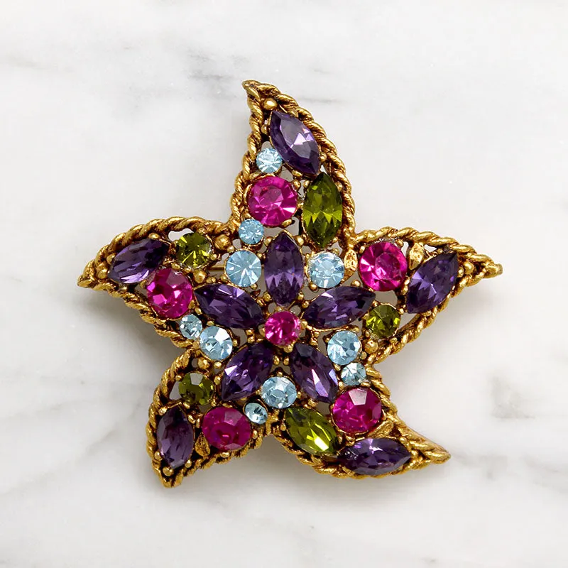 Playful Starfish Austrian Crystal Brooch by Regency