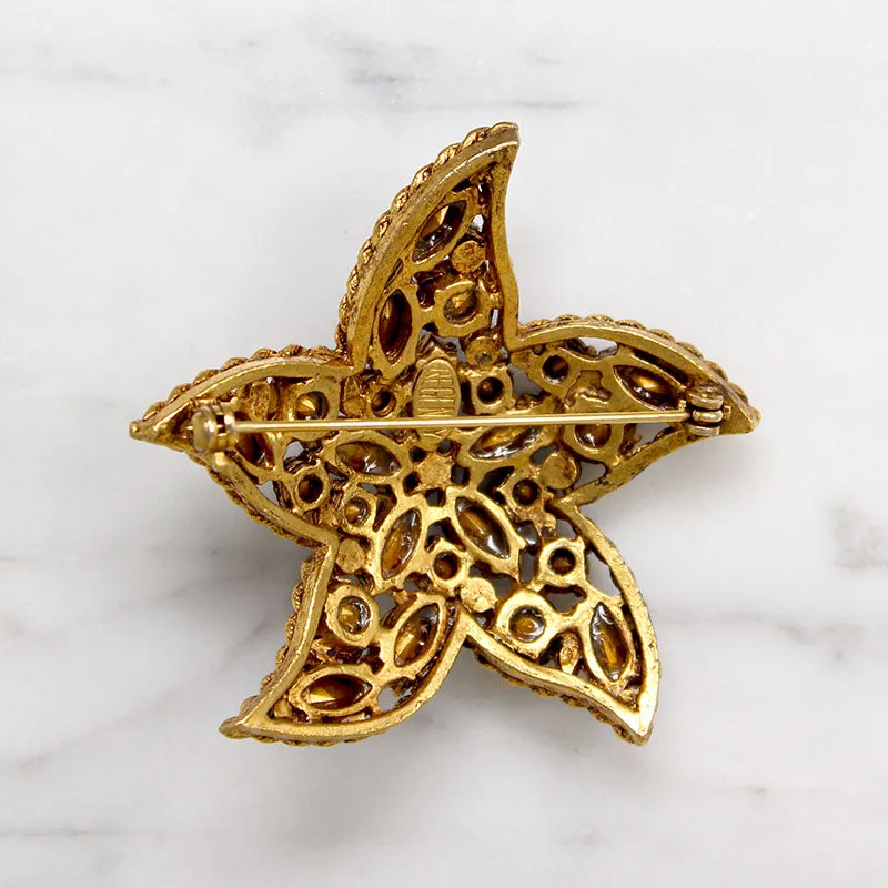 Playful Starfish Austrian Crystal Brooch by Regency