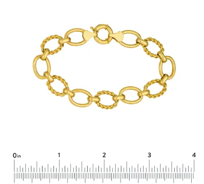 Polished And Textured Oval Link Bracelet