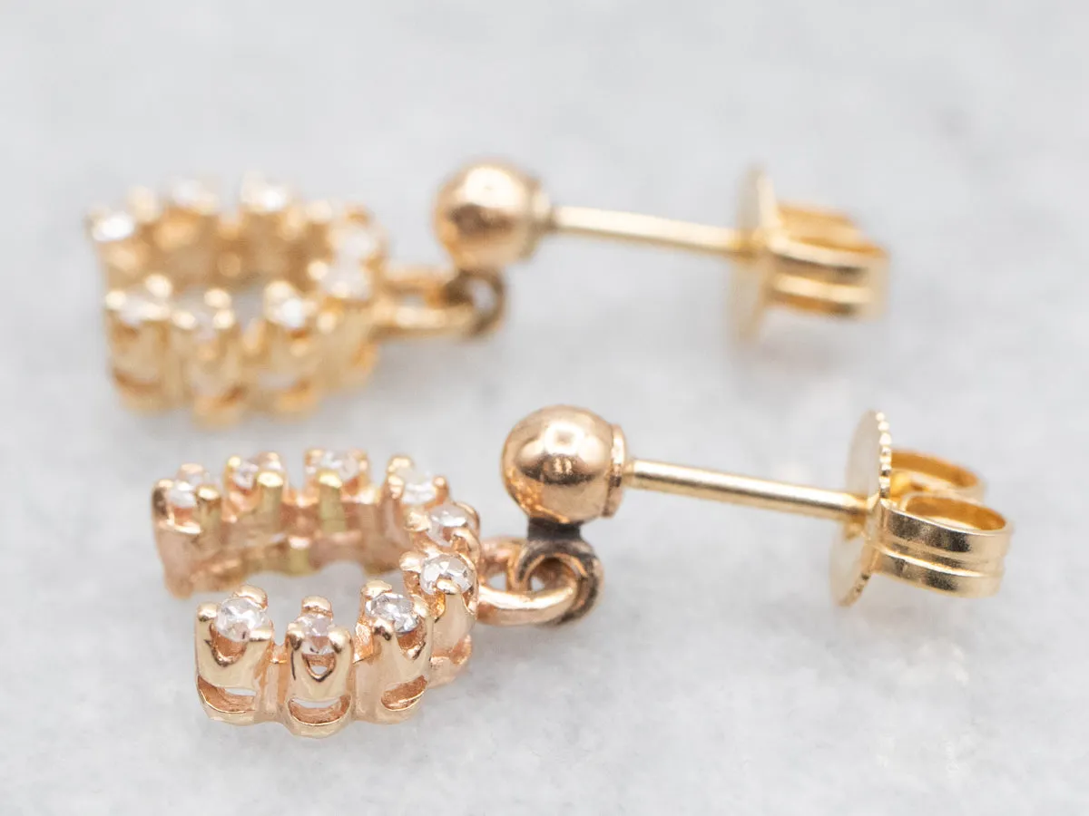 Polished Gold Horseshoe Diamond Drop Earrings