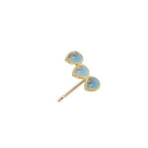 Precious Ear Climber Right - Blue Topaz 18k Gold