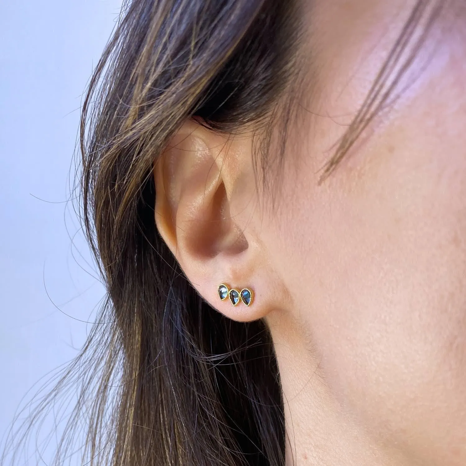 Precious Ear Climber Right - Blue Topaz 18k Gold