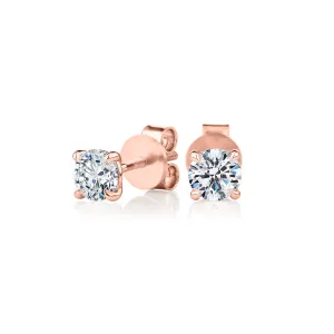 Premium Certified Lab-Grown Diamond, 1.00 carat TW round brilliant stud earrings in 14 carat rose gold