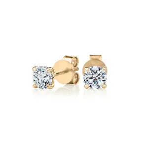 Premium Certified Lab-Grown Diamond, 1.00 carat TW round brilliant stud earrings in 18 carat yellow gold