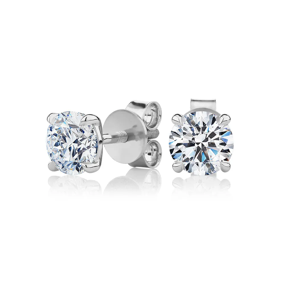 Premium Certified Lab-Grown Diamond, 2.00 carat TW round brilliant stud earrings in 14 carat white gold
