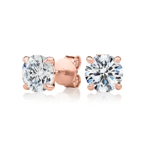 Premium Certified Lab-Grown Diamond, 3.00 carat TW round brilliant stud earrings in 18 carat rose gold