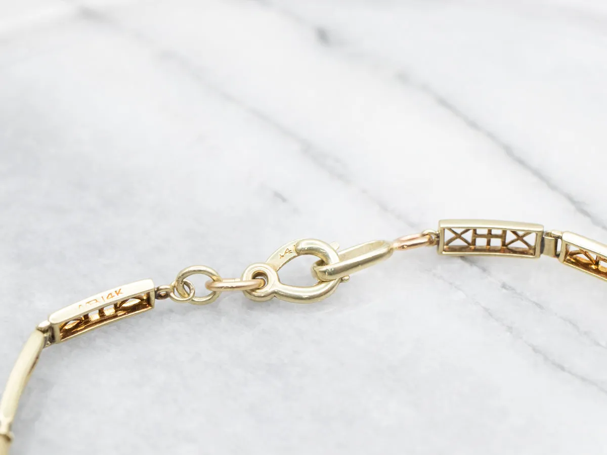 Princess Cut Diamond and Gold Link Bracelet