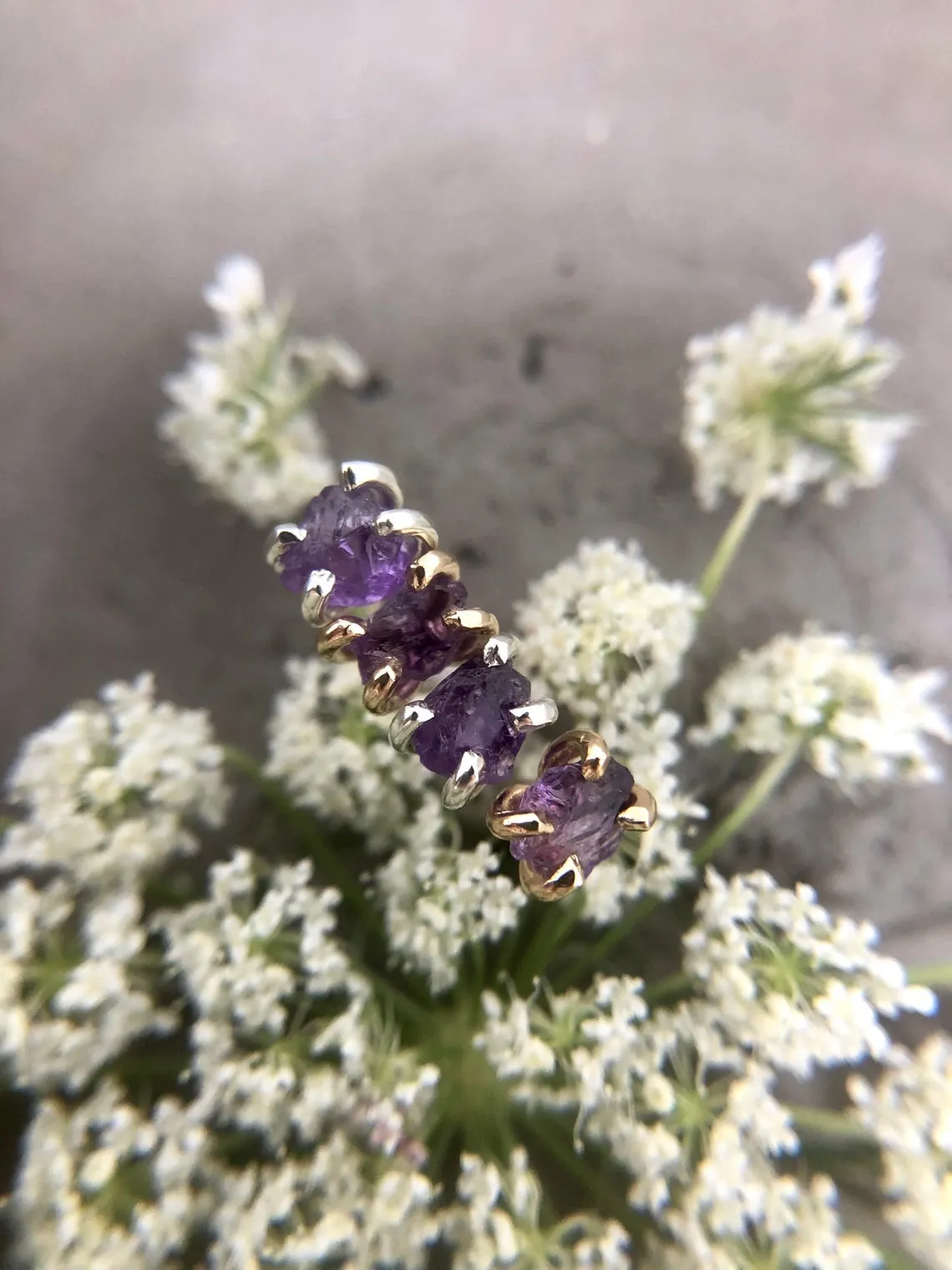 Raw Amethyst Stud Earrings