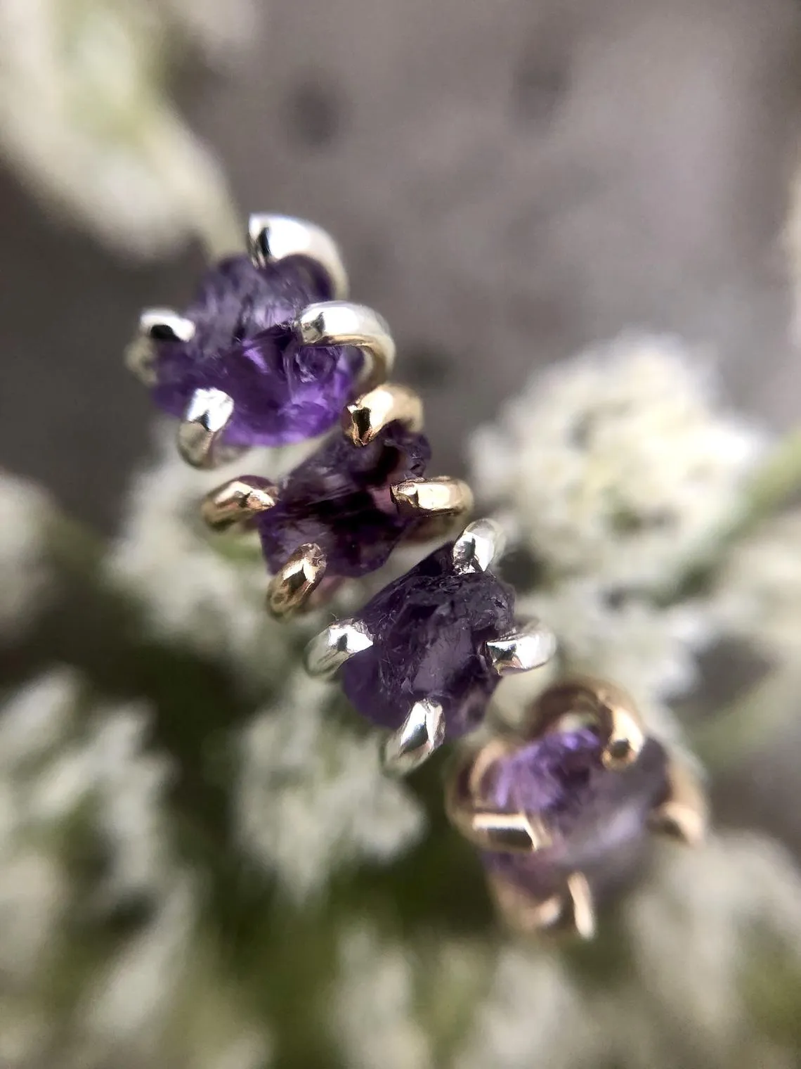 Raw Amethyst Stud Earrings