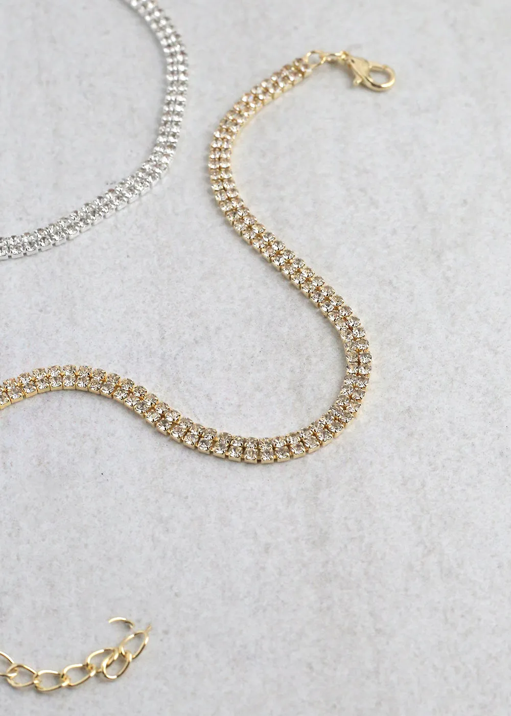 Rhinestoned Double Row Anklet