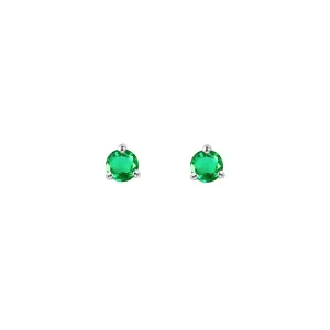 Rhodium plated 925 silver earrings assembled with Emerald