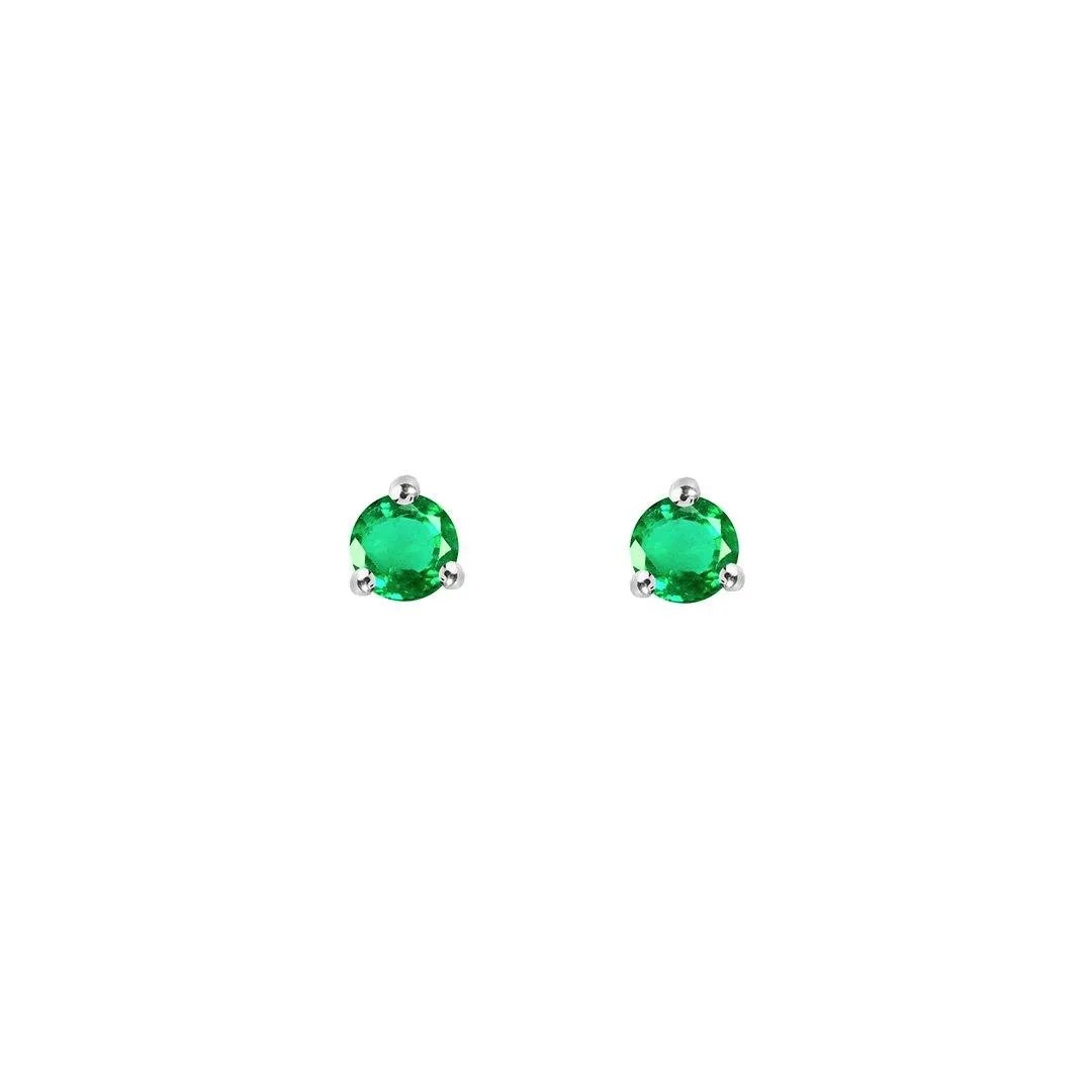 Rhodium plated 925 silver earrings assembled with Emerald