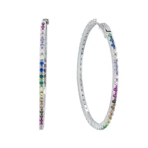 Rhodium plated 925 silver earrings assembled with multi-colored zirconium oxide
