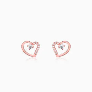 Rose Gold Beautiful Heart Earrings