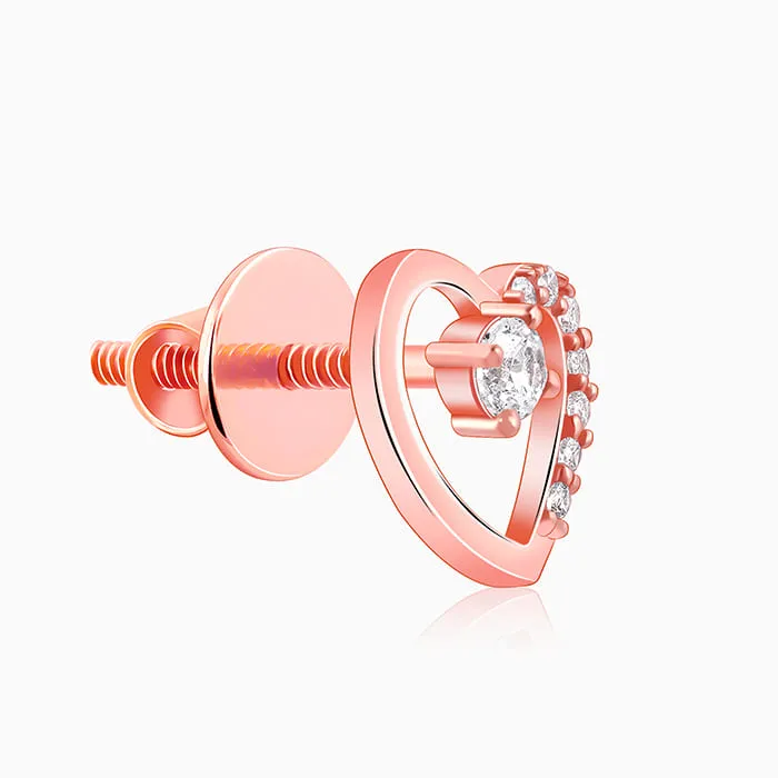 Rose Gold Beautiful Heart Earrings