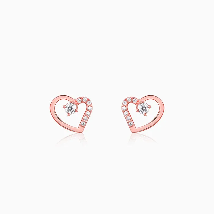 Rose Gold Beautiful Heart Earrings