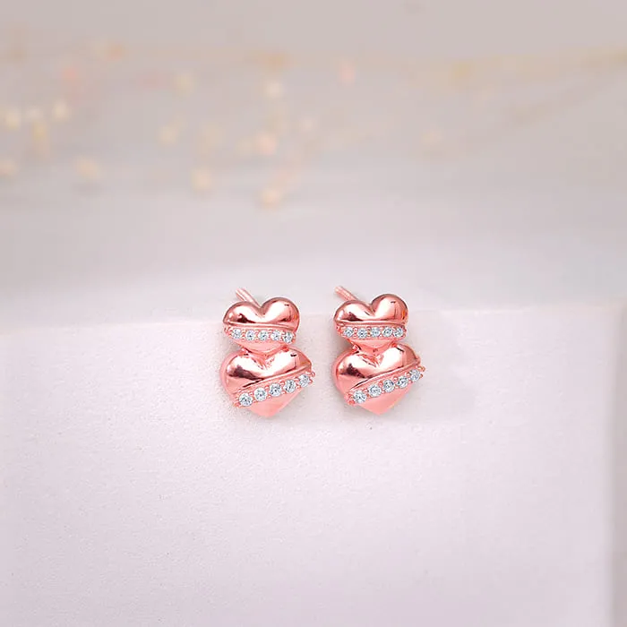 Rose Gold Cherished Sparkle Stud Earrings