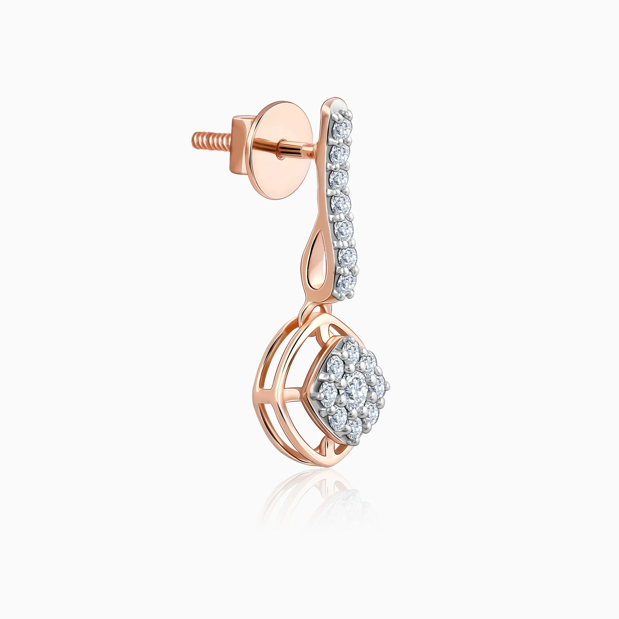 Rose Gold Delicate Shine Diamond Earrings
