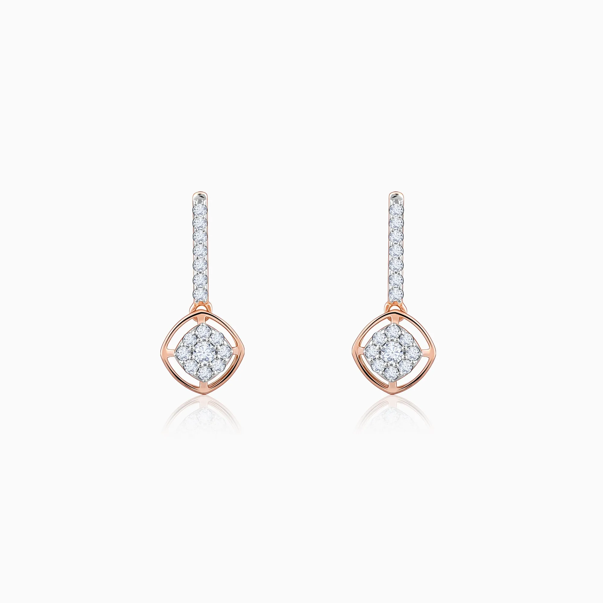 Rose Gold Delicate Shine Diamond Earrings