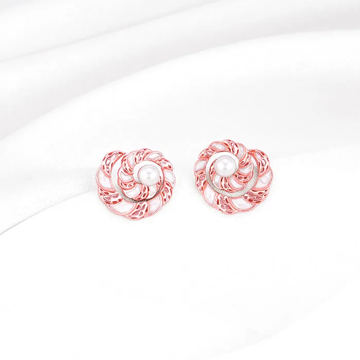 Rose Gold Elegant Swirl Earrings