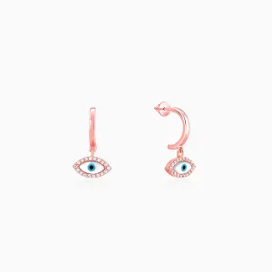 Rose Gold Evil Eye Earrings