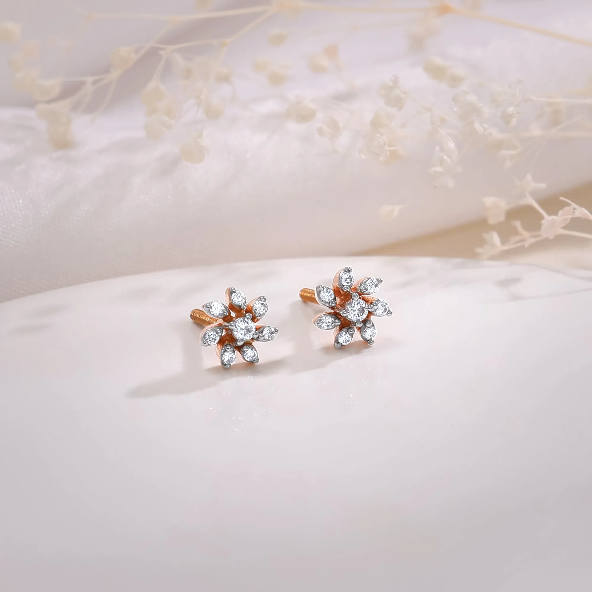 Rose Gold Floral Musings Diamond Studs
