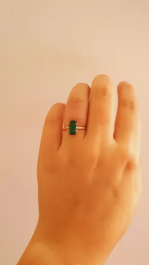 Rose Gold Plated Green Stone Adjustable Ring